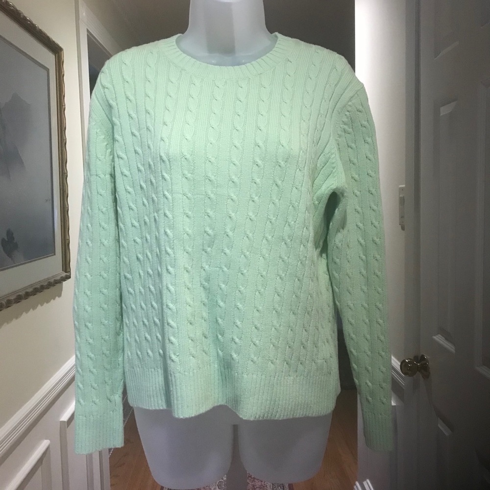Multiplicity - Lady light green cable knit sweater, Size: M